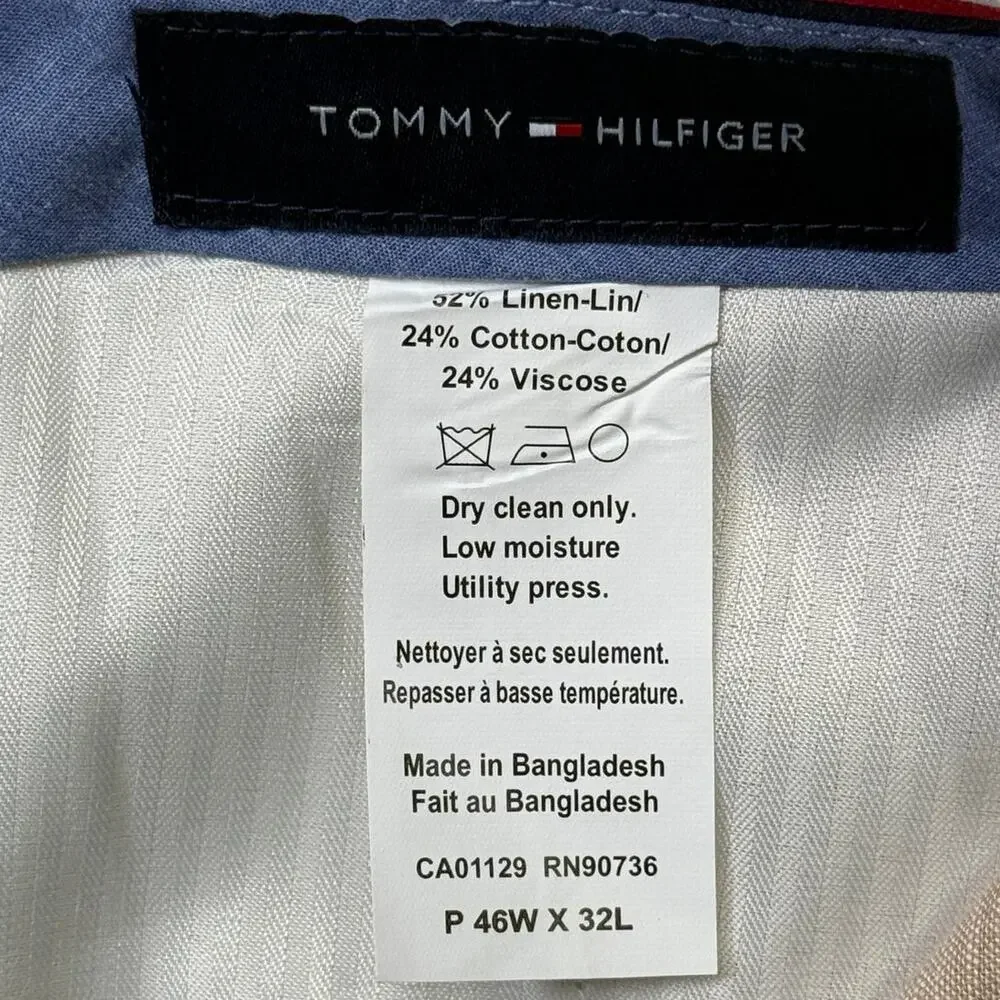 Tommy Hilfiger Men's Modern-Fit Linen Blend Pants Light tan 46x32 $125